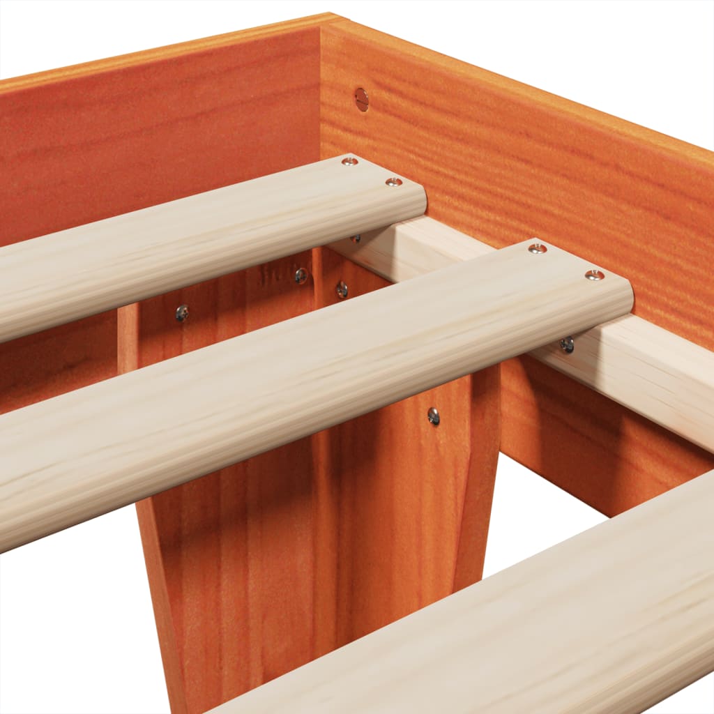 Massivholzbett ohne Matratze Wachsbraun 75x190 cm Kiefernholz