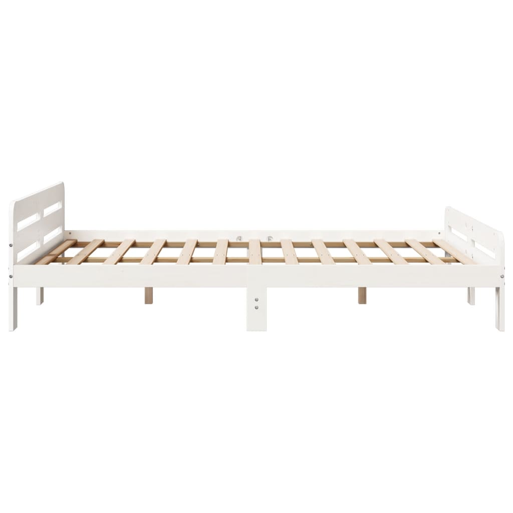 Massivholzbett ohne Matratze Weiß 140x190 cm Kiefernholz