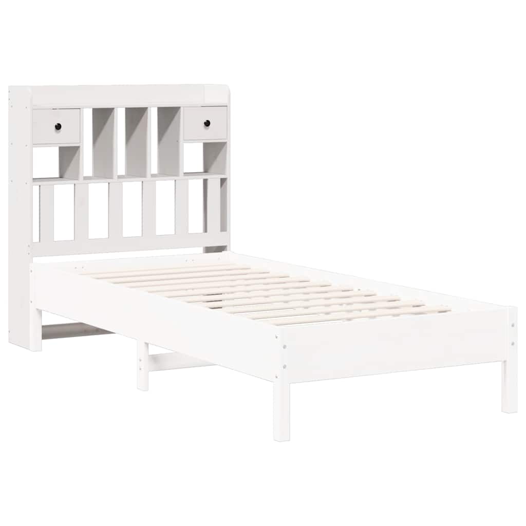 Kopfteil mit Stauraum Weiß 90 cm Massivholz Kiefer