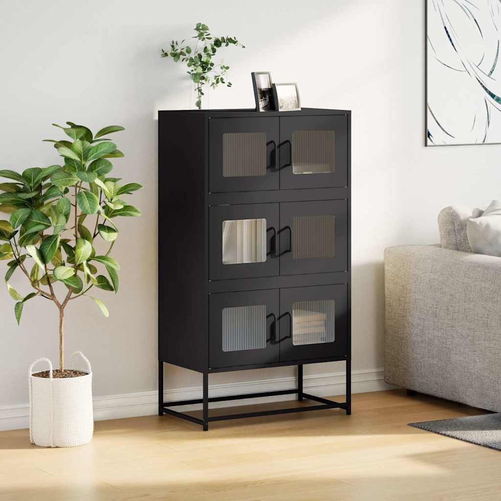 Highboard Schwarz 68x39x123 cm Stahl