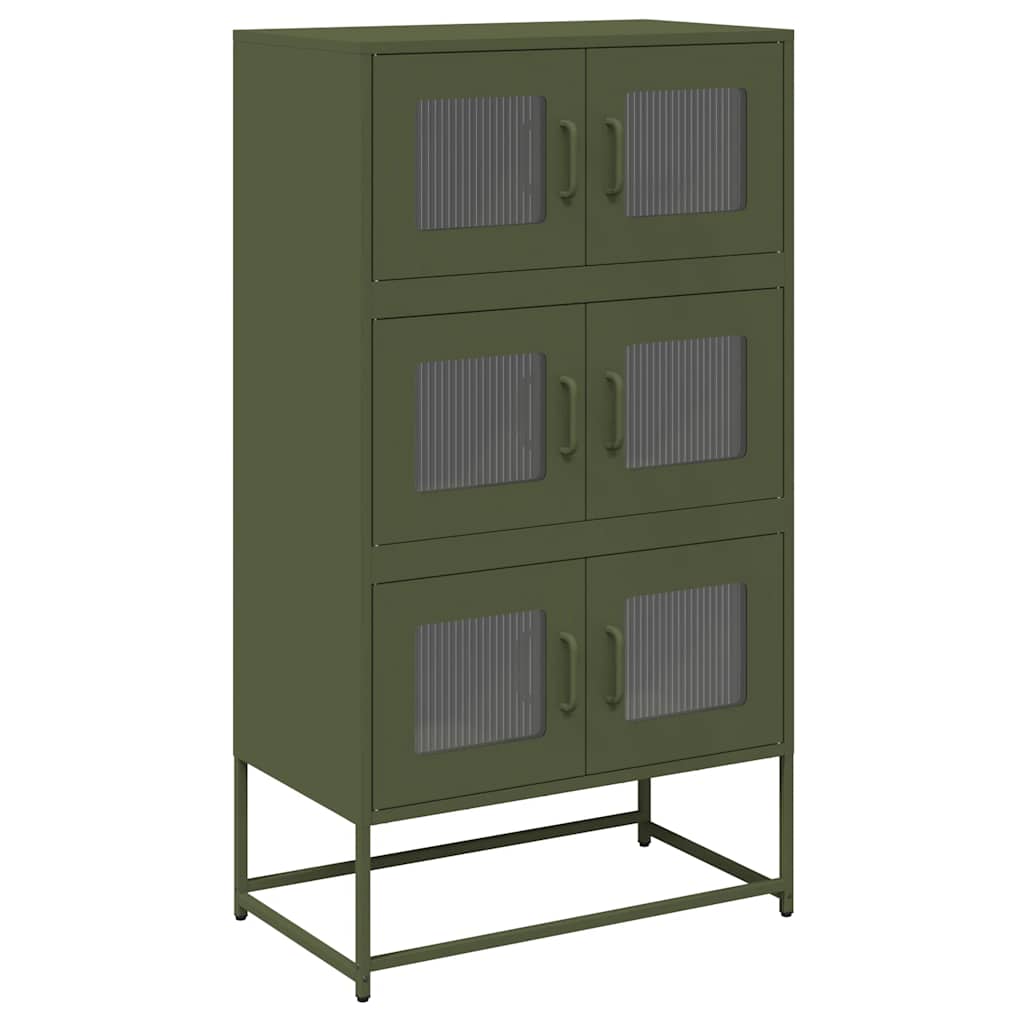 Highboard Olivgrün 68x39x123 cm Stahl
