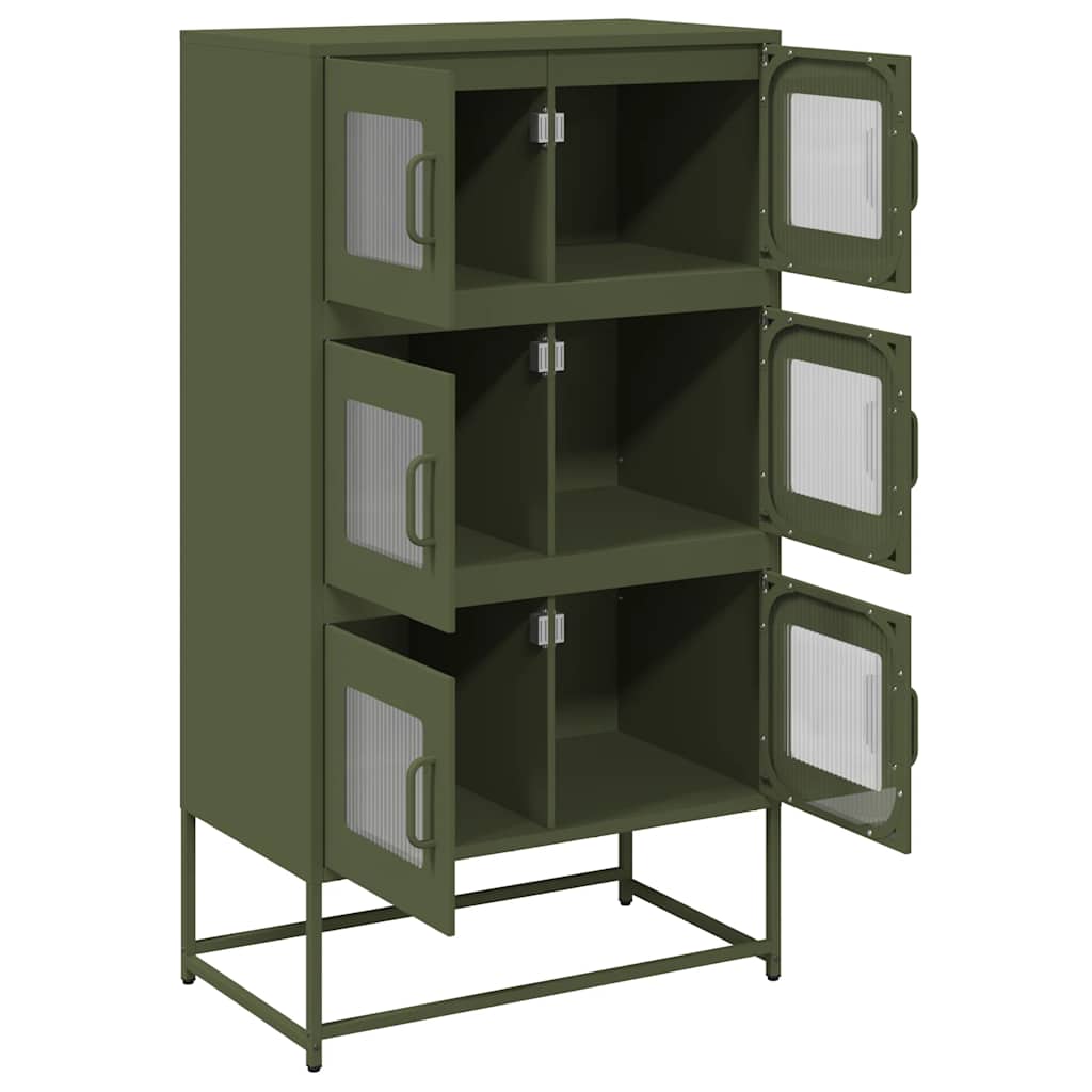 Highboard Olivgrün 68x39x123 cm Stahl