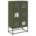 Highboard Olivgrün 68x39x123 cm Stahl