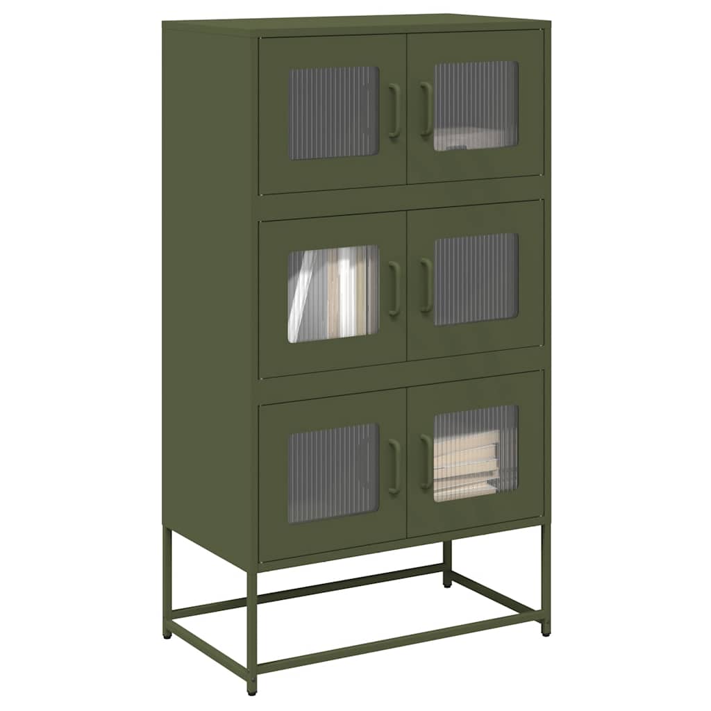 Highboard Olivgrün 68x39x123 cm Stahl