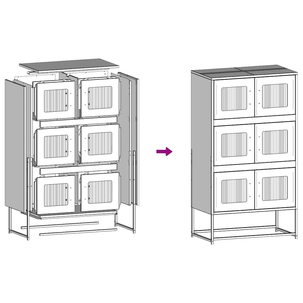 Highboard Weiß 68x39x123 cm Stahl