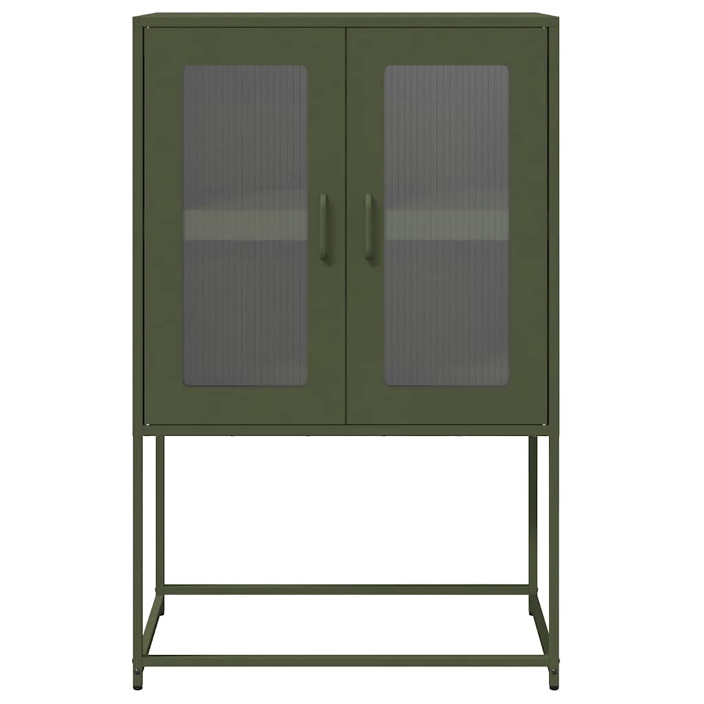 Highboard Olivgrün 68x39x107 cm Stahl