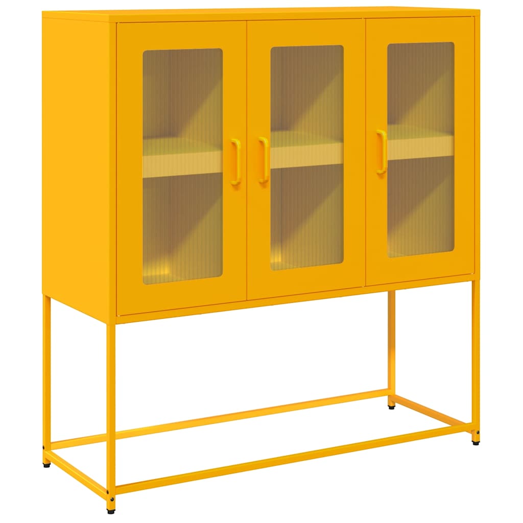 Sideboard Senfgelb 100,5x39x107 cm Kaltgewalzter Stahl