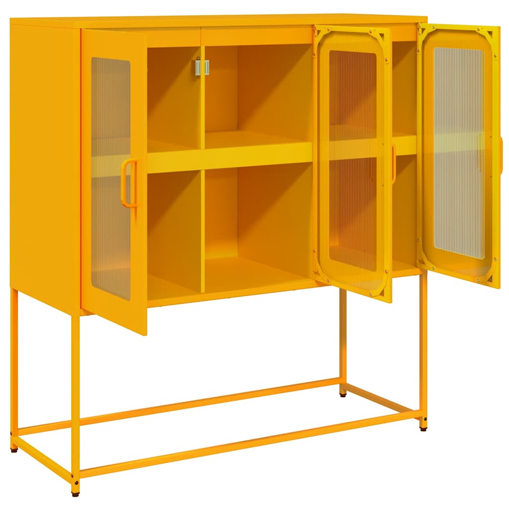 Sideboard Senfgelb 100,5x39x107 cm Kaltgewalzter Stahl