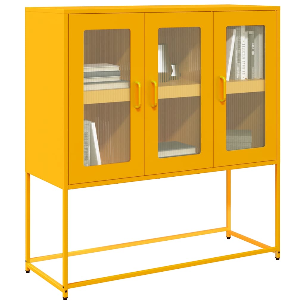 Sideboard Senfgelb 100,5x39x107 cm Kaltgewalzter Stahl