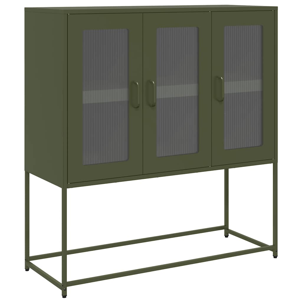 Sideboard Olivgrün 100,5x39x107 cm Kaltgewalzter Stahl