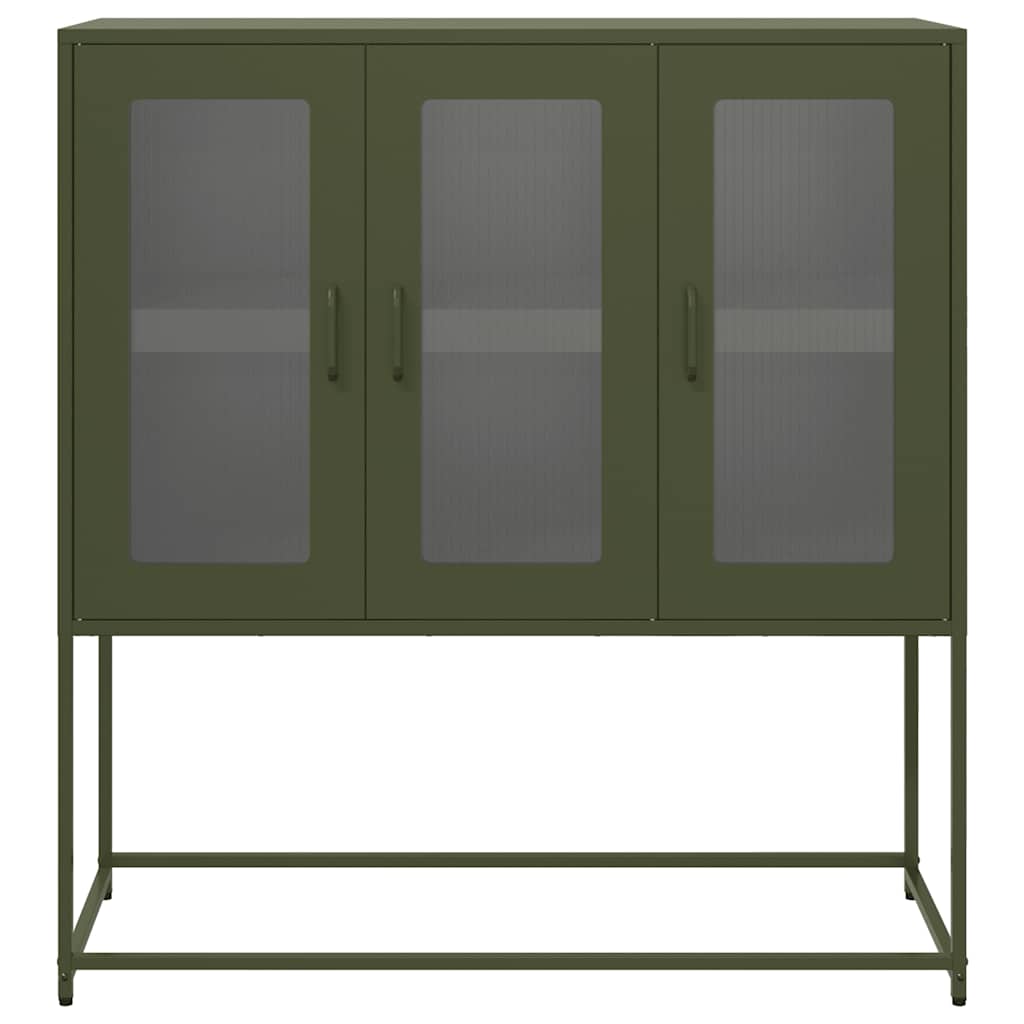 Sideboard Olivgrün 100,5x39x107 cm Kaltgewalzter Stahl