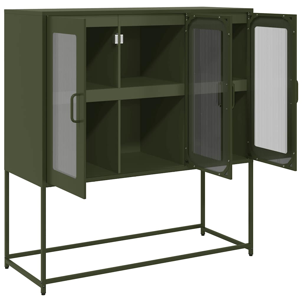 Sideboard Olivgrün 100,5x39x107 cm Kaltgewalzter Stahl