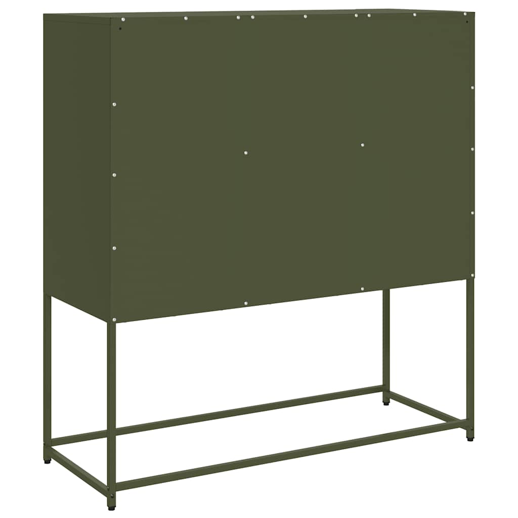 Sideboard Olivgrün 100,5x39x107 cm Kaltgewalzter Stahl
