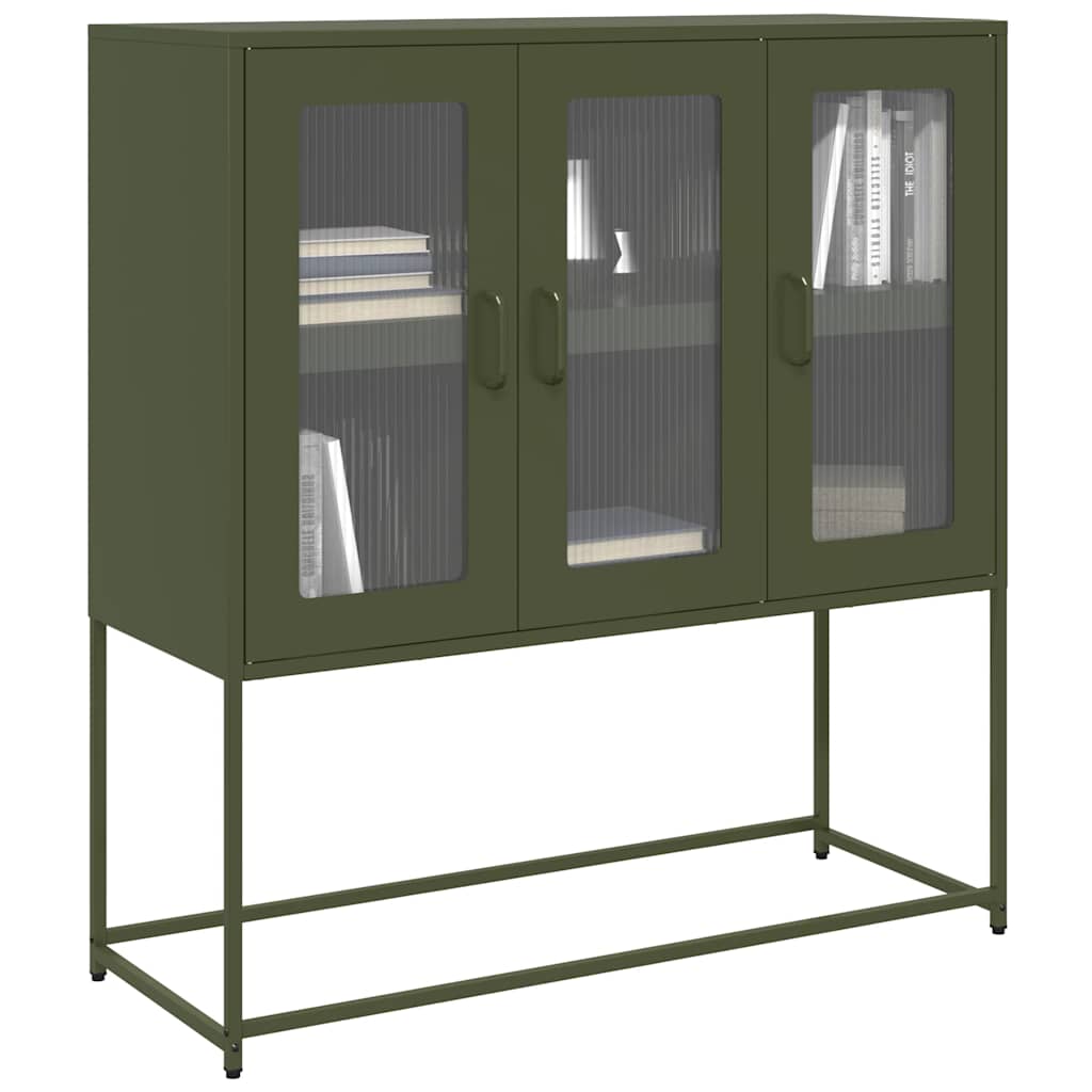 Sideboard Olivgrün 100,5x39x107 cm Kaltgewalzter Stahl
