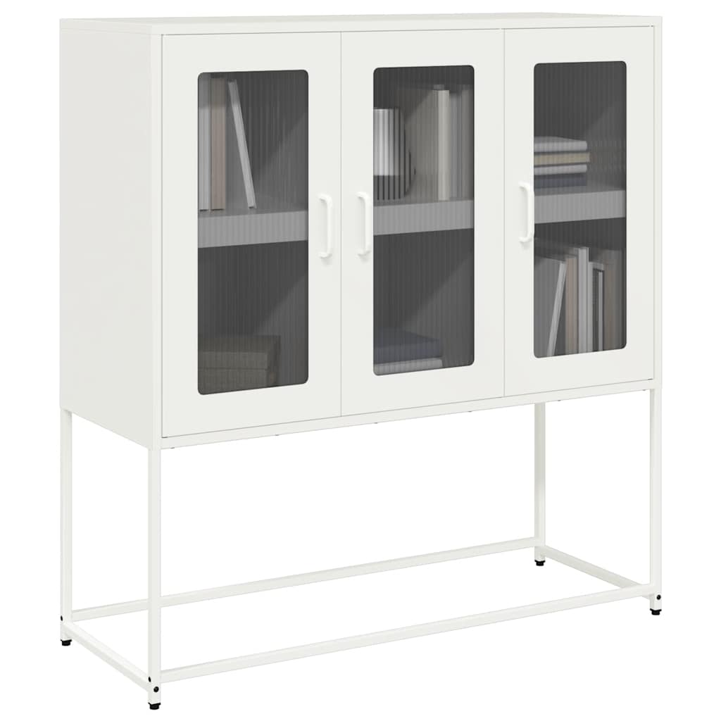 Sideboard Weiß 100,5x39x107 cm Kaltgewalzter Stahl