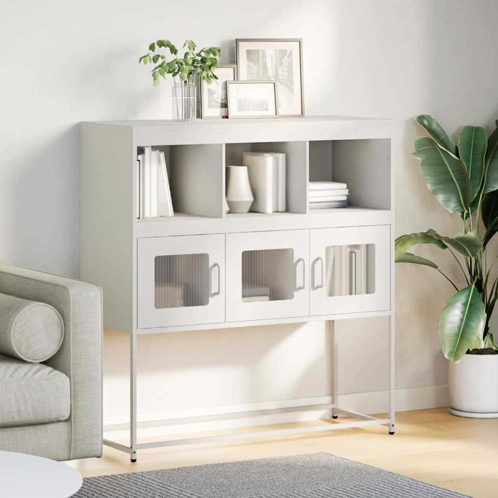 Sideboard Weiß 100,5x39x107 cm Kaltgewalzter Stahl