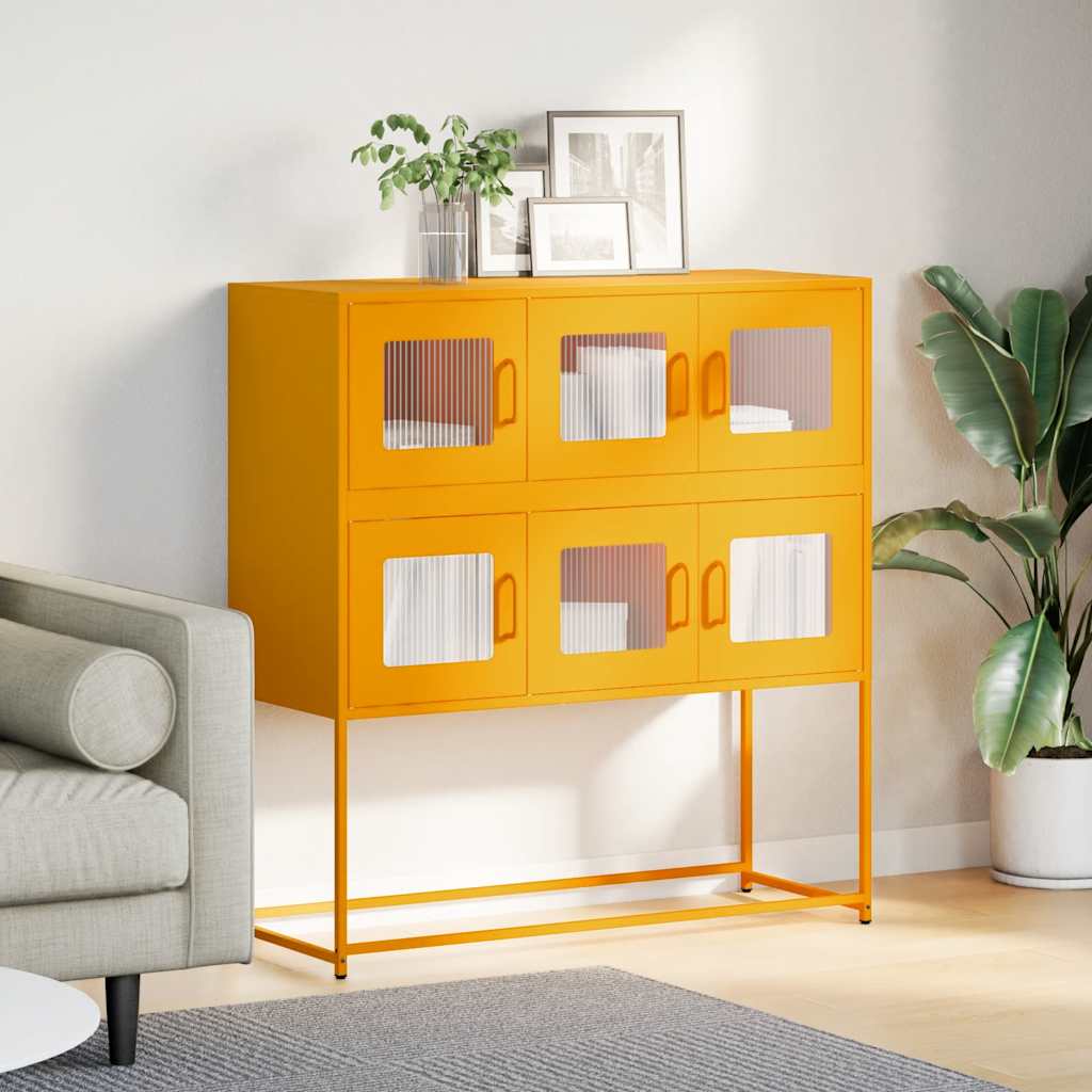 Sideboard Senfgelb 100,5x39x107 cm Kaltgewalzter Stahl