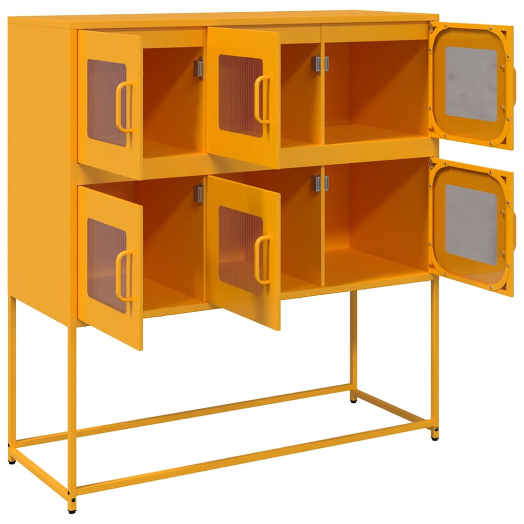 Sideboard Senfgelb 100,5x39x107 cm Kaltgewalzter Stahl