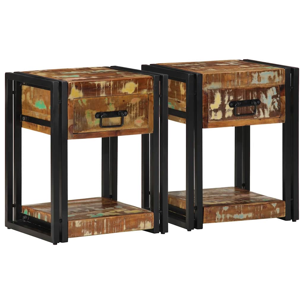 Nachttisch 2 pcs 40 x 35 x 50 cm Massives upgecyceltes Holz