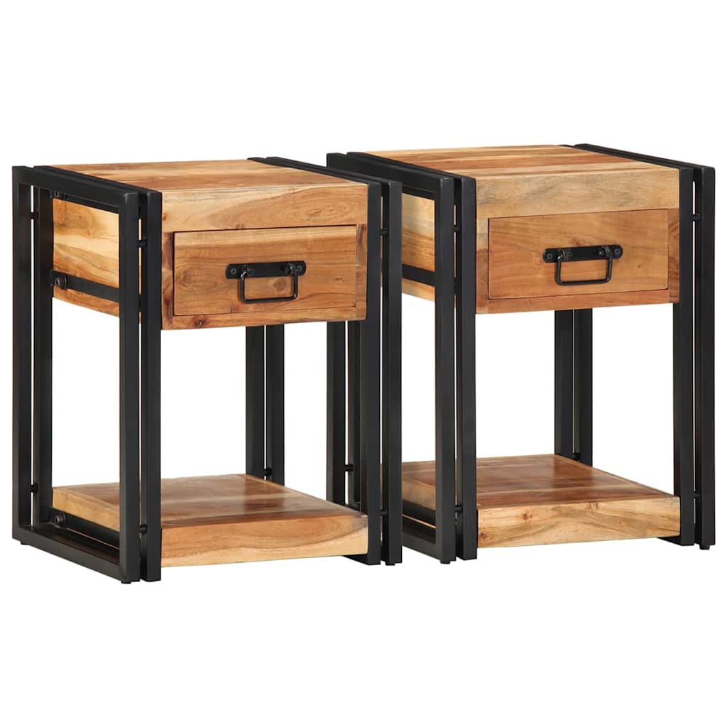 Nachttisch 2 pcs Braun 40 x 35 x 50 cm Massivholz Akazie