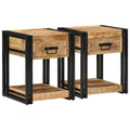 Nachttische 2 Stk. 40x40x50 cm Raues Massivholz Mango