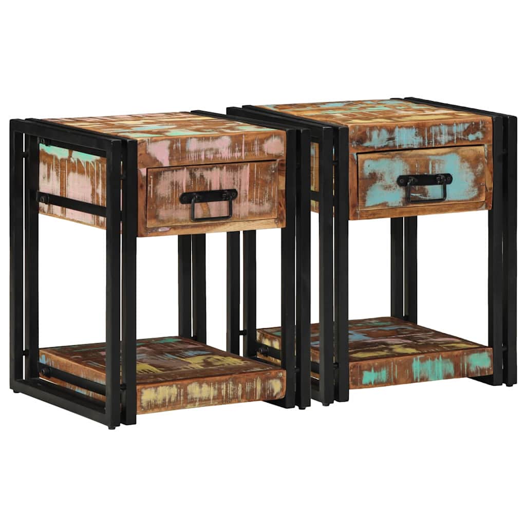 Nachttisch 2 pcs 40 x 40 x 50 cm Massives upgecyceltes Holz