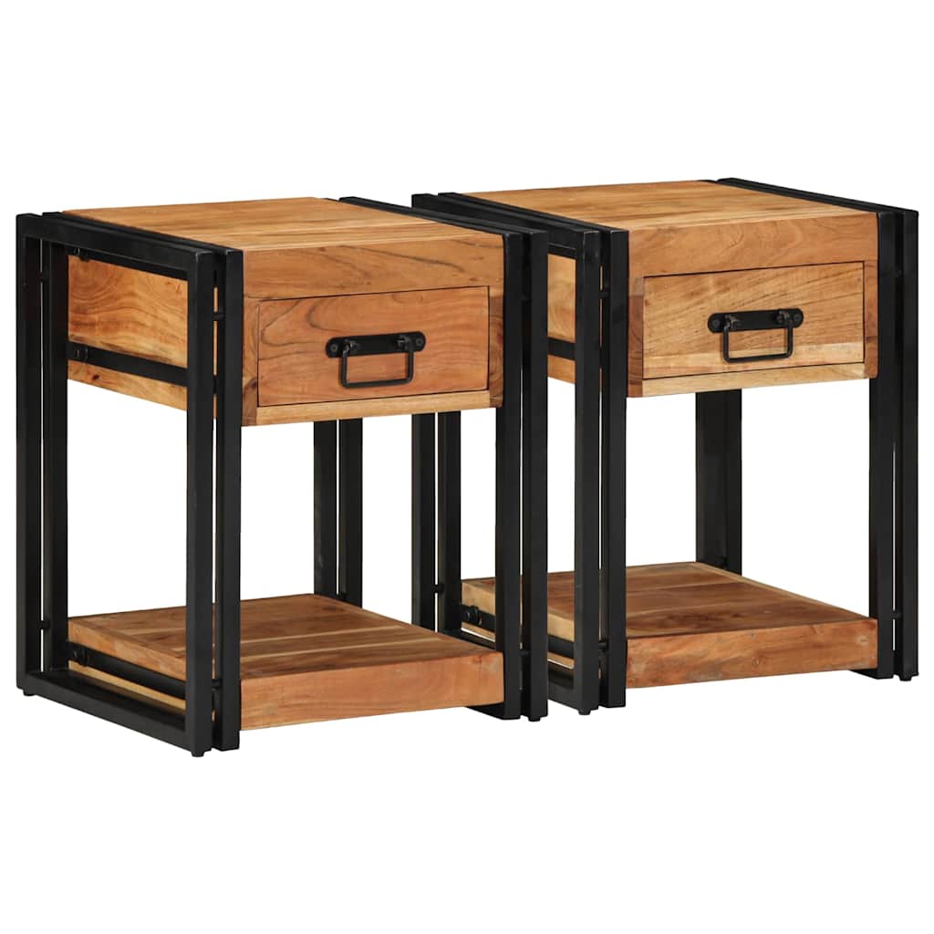 Nachttisch 2 pcs Braun 40 x 40 x 50 cm Massivholz Akazie