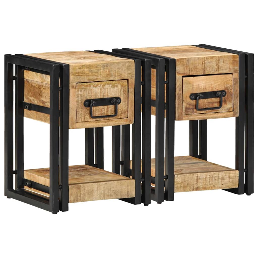Nachttisch 2 pcs Braun 30 x 30 x 40 cm Massivholz Mango
