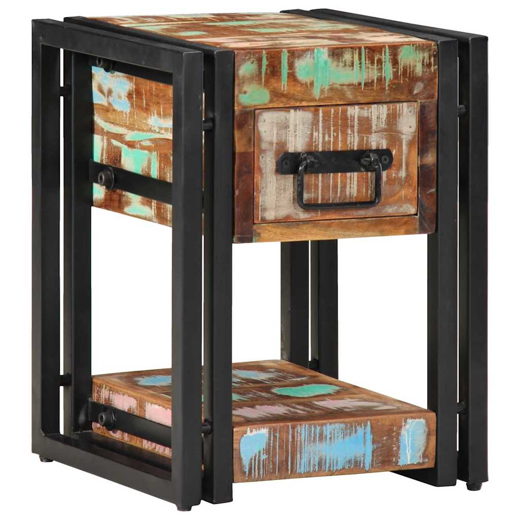 Nachttisch 30 x 30 x 40 cm Massives upgecyceltes Holz