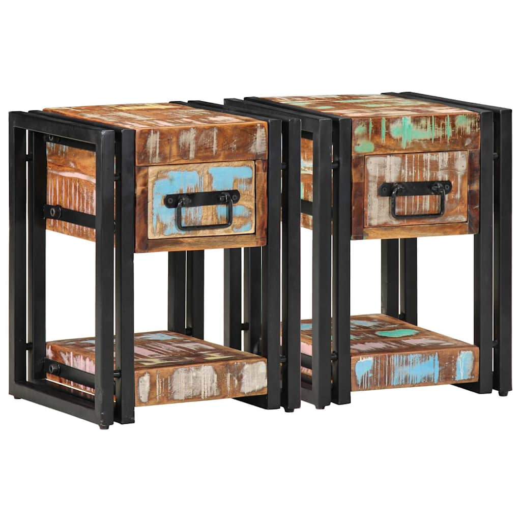 Nachttisch 2 pcs 30 x 30 x 40 cm Massives upgecyceltes Holz