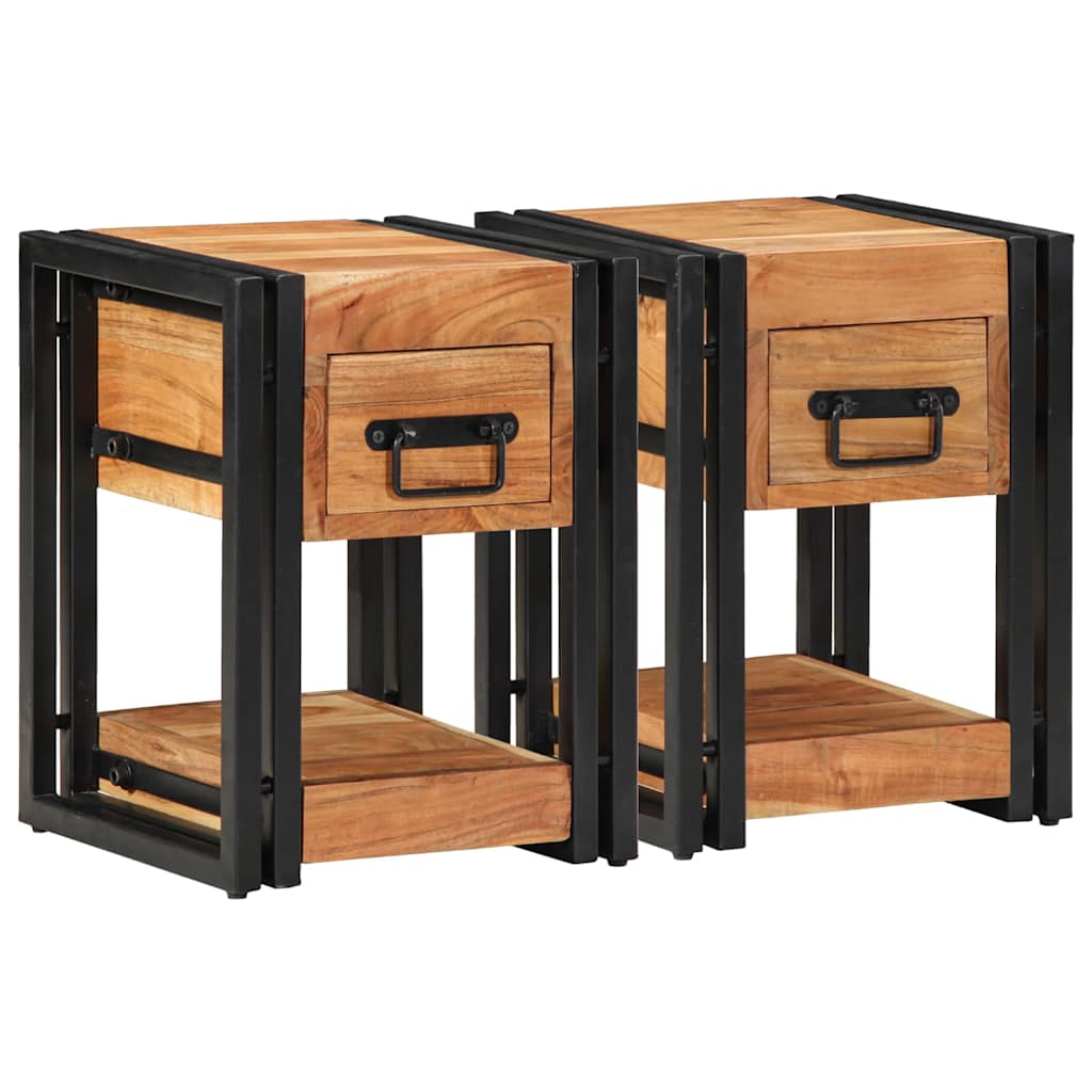 Nachttisch 2 pcs Braun 30 x 30 x 40 cm Massivholz Akazie