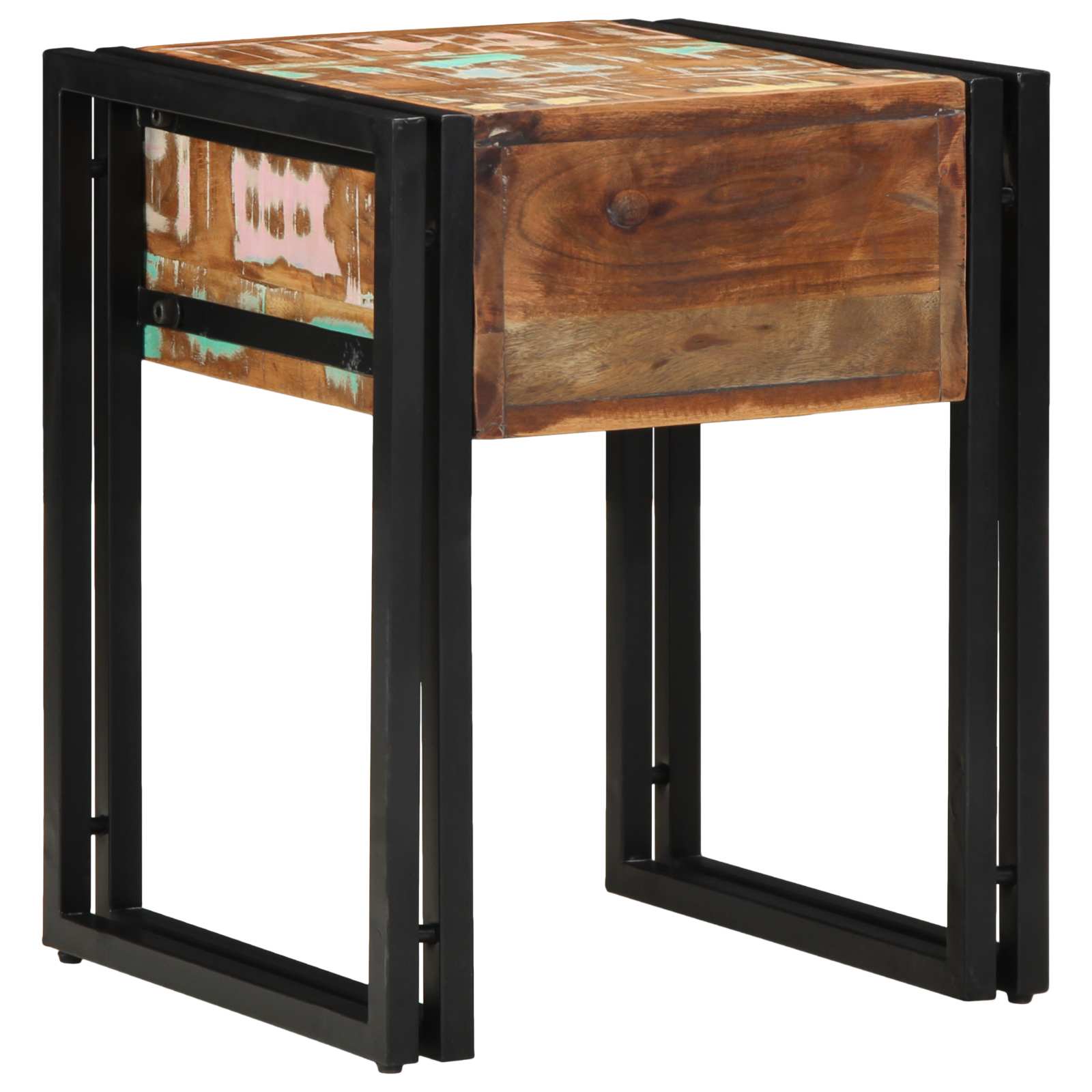 Beistelltisch 40 x 40 x 50 cm Massives upgecyceltes Holz