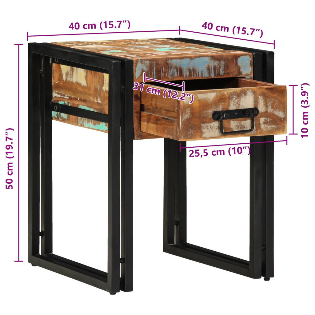 Beistelltisch 40 x 40 x 50 cm Massives upgecyceltes Holz