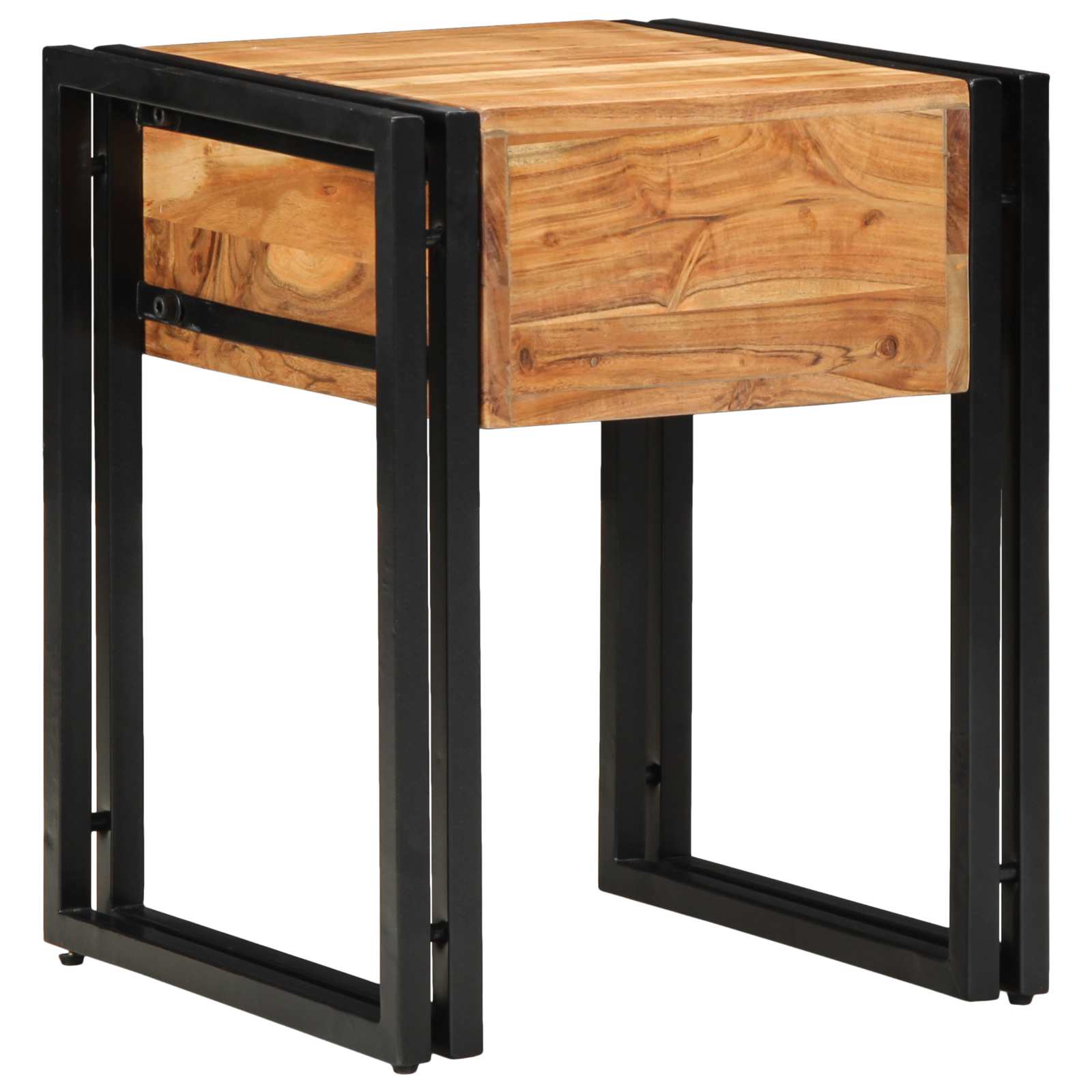 Beistelltisch mit Schubladen 40 x 40 x 50 cm Massivholz Akazie
