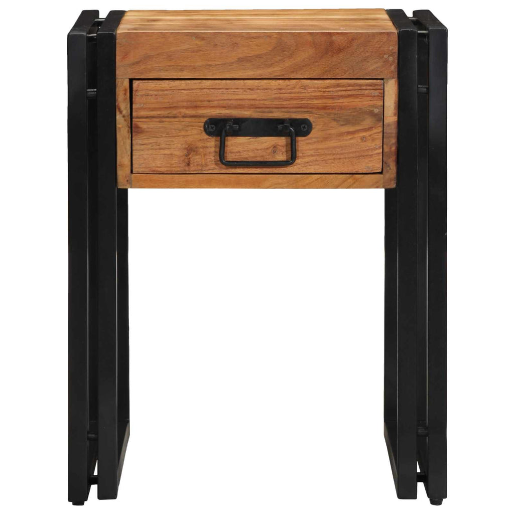 Beistelltisch mit Schubladen 40 x 40 x 50 cm Massivholz Akazie