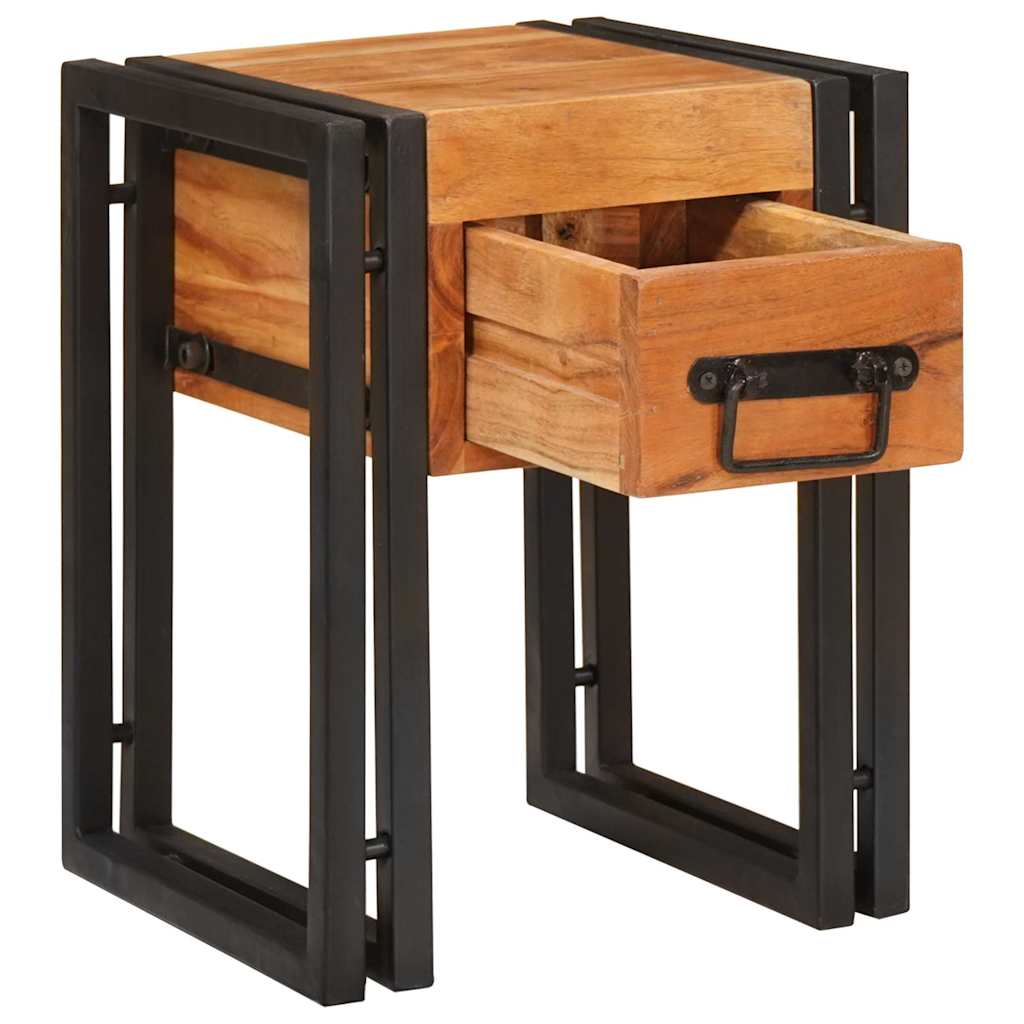 Beistelltisch mit Schubladen 30 x 30 x 40 cm Massivholz Akazie