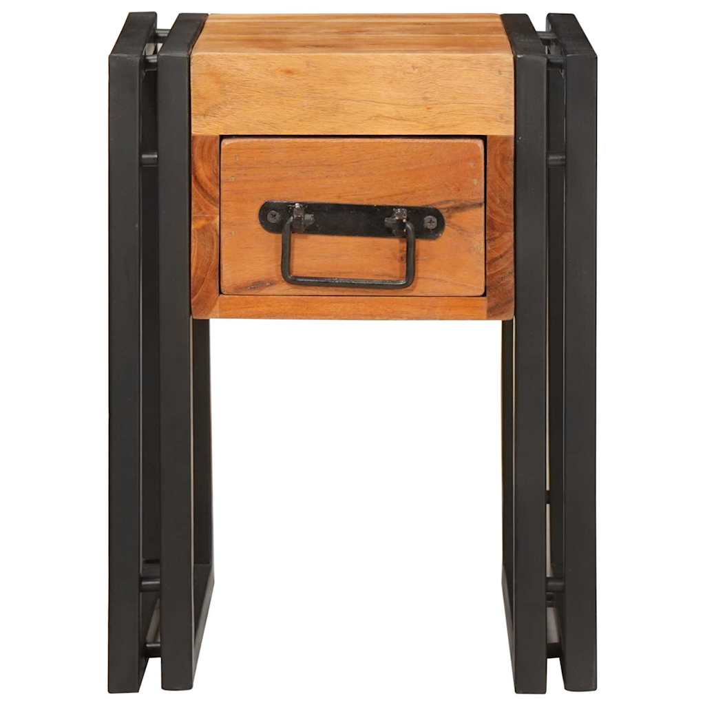 Beistelltisch mit Schubladen 30 x 30 x 40 cm Massivholz Akazie