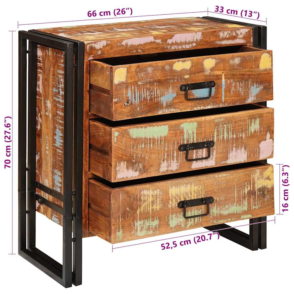Sideboard mit Schubladen Braun 66 x 33 x 70 cm Massives Altholz