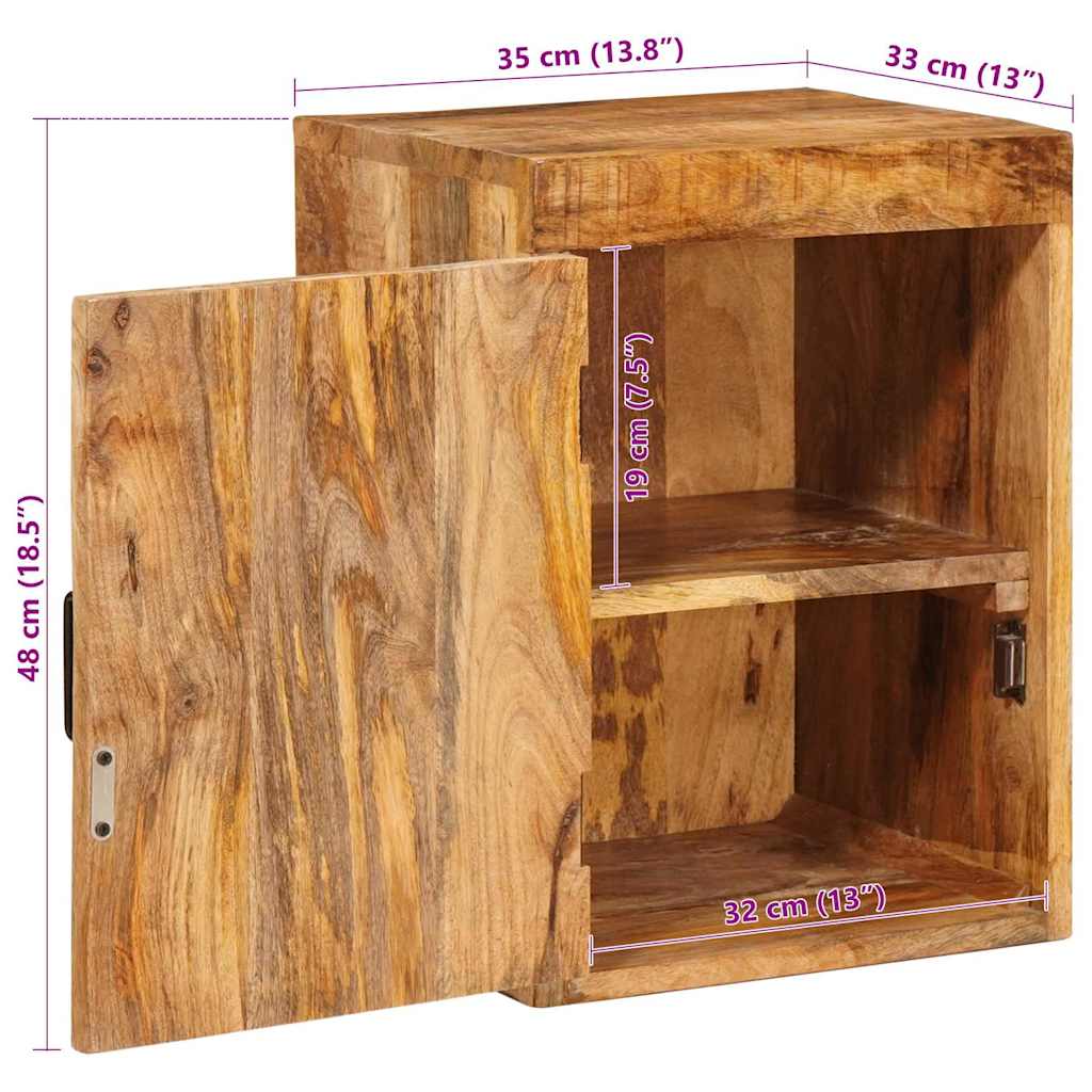 Nachttisch Braun 35 x 33 x 48 cm Massivholz Mango