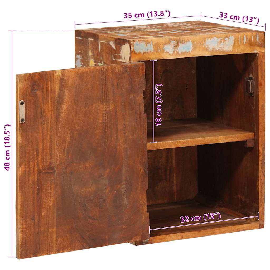 Nachttisch Braun 35 x 33 x 48 cm Massivholz Altholz