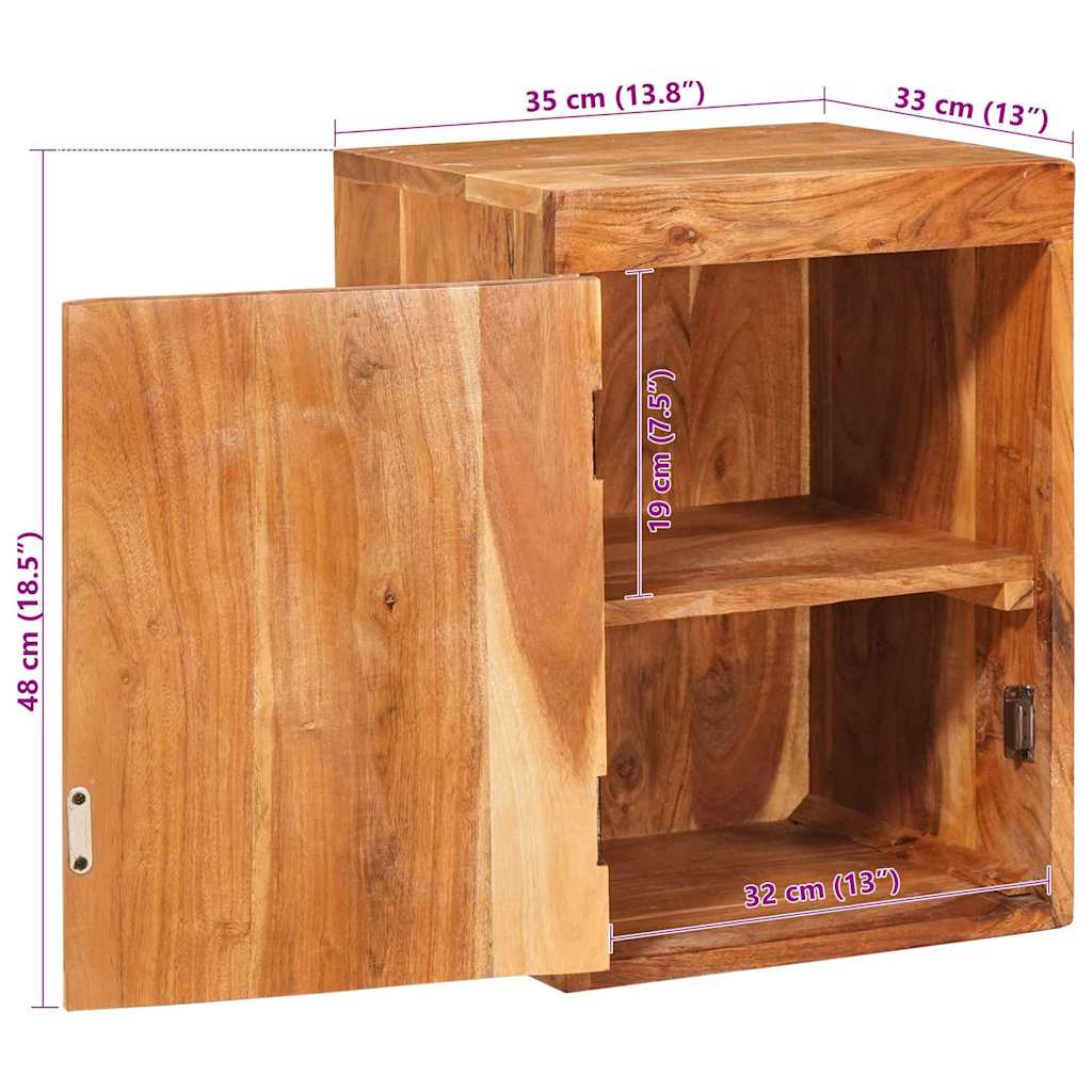 Nachttisch Braun 35 x 33 x 48 cm Massivholz Akazie