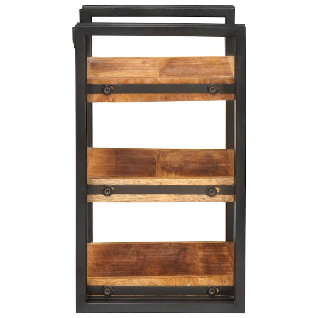 Nachttisch 2 pcs Braun und Schwarz Massivholz Mango