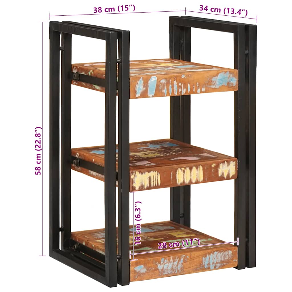 Nachttisch Braun und Schwarz 38 x 33 x 58 cm Massivholz Altholz
