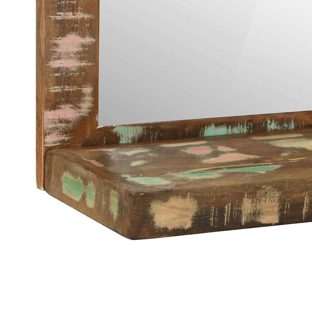 Badezimmer Spiegel mit Regal Braun Massives upgecyceltes Holz