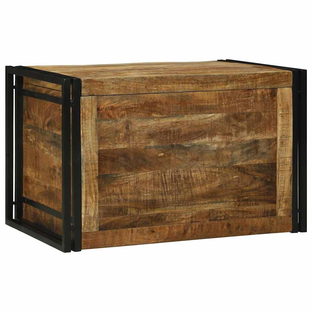 Aufbewahrungsbox mit Speicher 80 x 50 x 50 cm Raues Mangoholz
