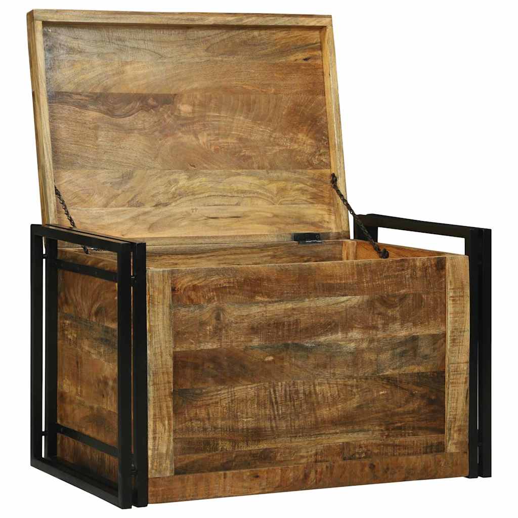 Aufbewahrungsbox mit Speicher 80 x 50 x 50 cm Raues Mangoholz