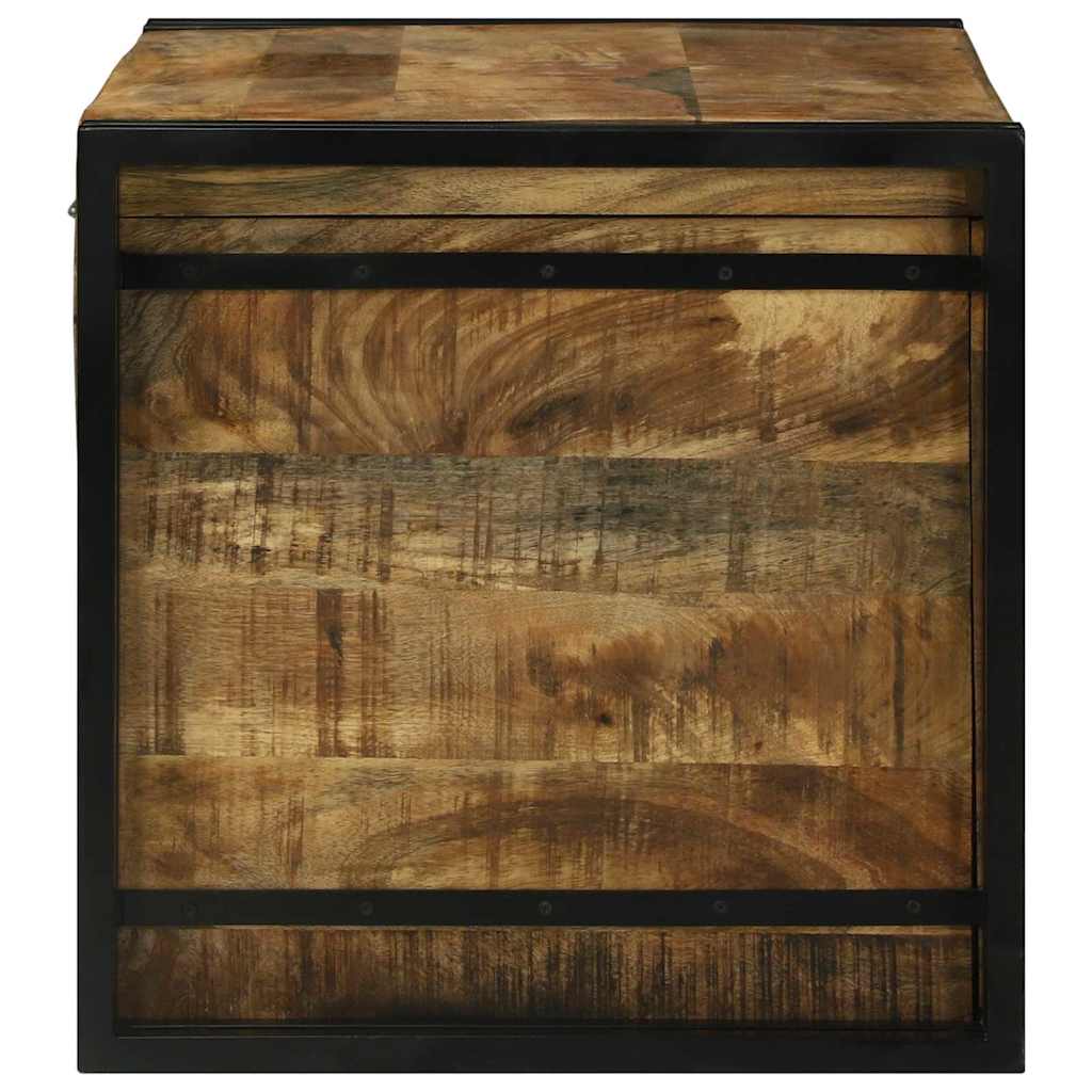 Aufbewahrungsbox mit Speicher 80 x 50 x 50 cm Raues Mangoholz