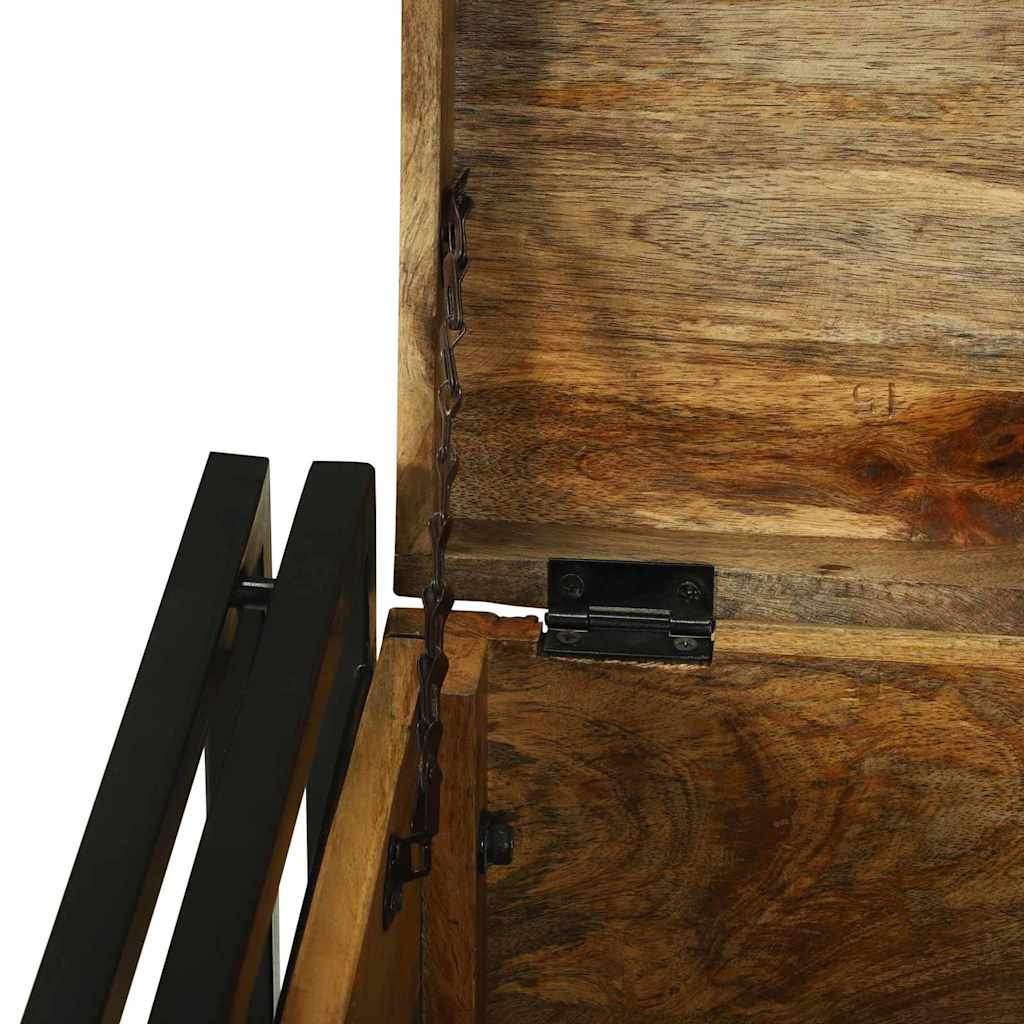 Aufbewahrungsbox mit Speicher 40 x 40 x 40 cm Massivholz Mango