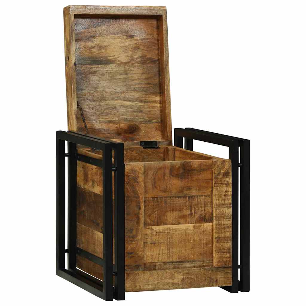 Aufbewahrungsbox mit Speicher 40 x 40 x 40 cm Massivholz Mango