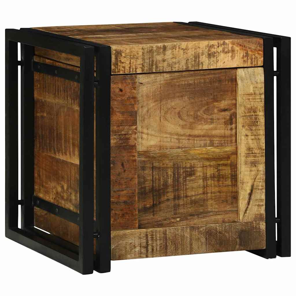 Aufbewahrungsbox mit Speicher 40 x 40 x 40 cm Massivholz Mango